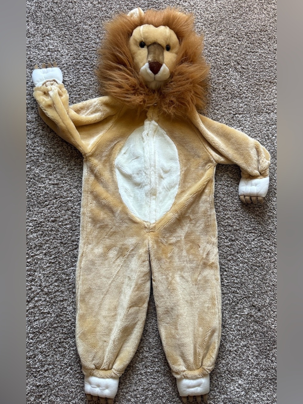 COZY PLUSH HOODED 🦁 LION 🦁 ONE PIECE ONESIE COSTUME SIZE 2-3 YRS 🌟NWOT🌟